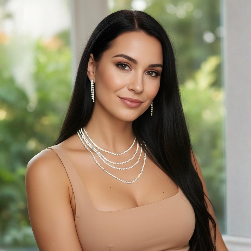 Windsor Wrap Me In Luxe Rhinestone Set Silver Layered Necklace Duster Earrings